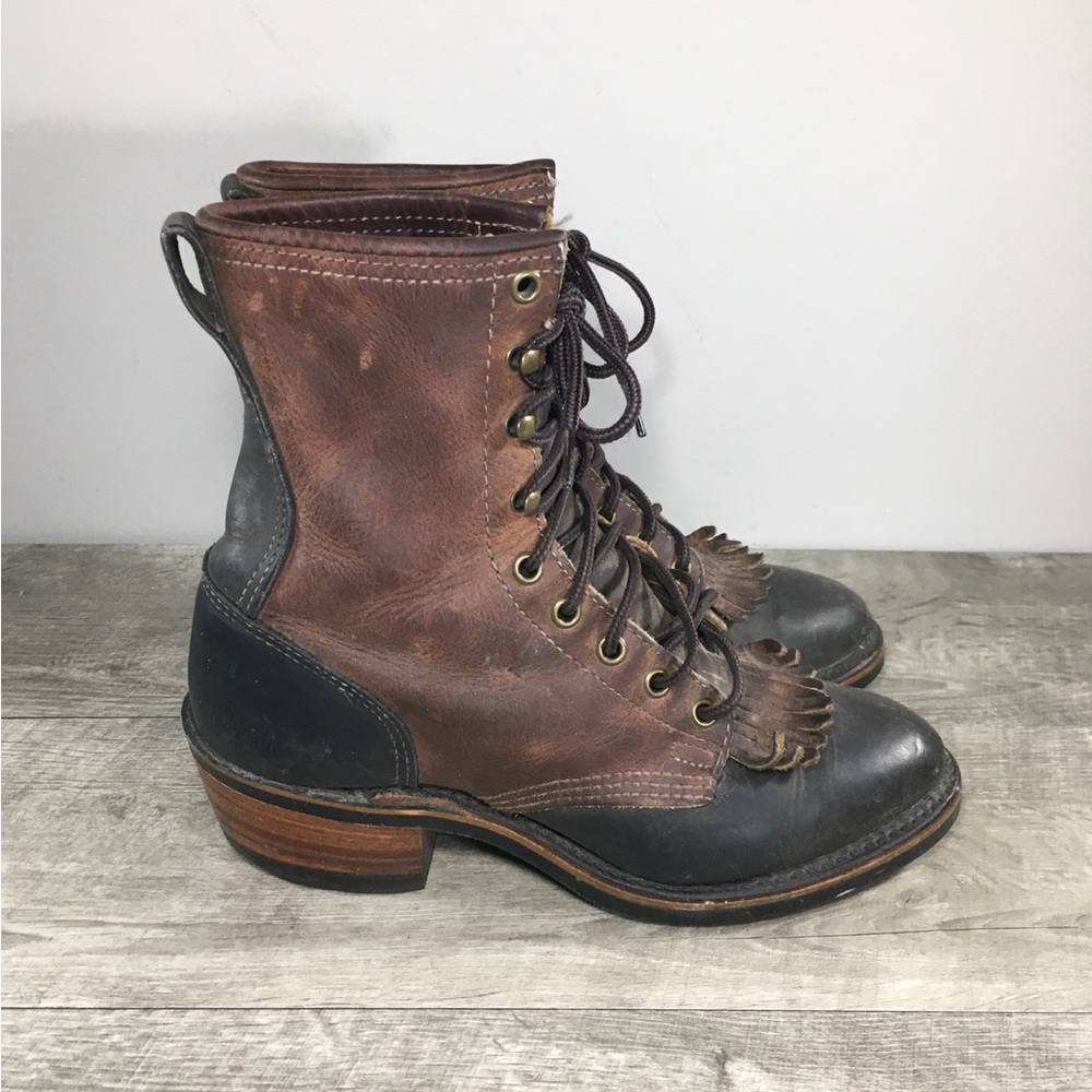 Santa Fe Boot Company Leather Granny Grunge Punk Riding Leather Women’s Boots 8